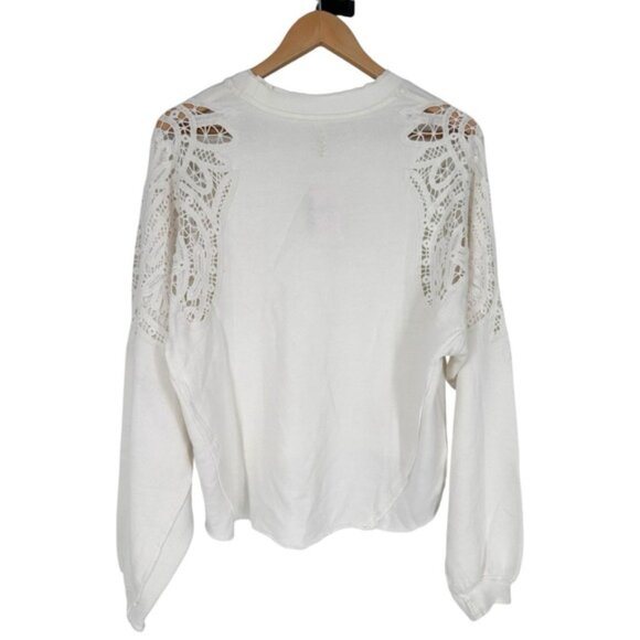 Free People Movement Sun and Done Sweatshirt in Ivory size Small Crochet Trim - Picture 10 of 14